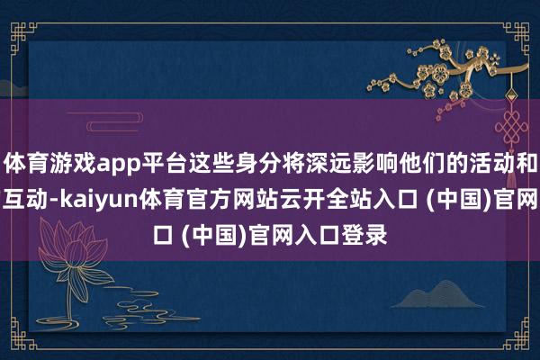 体育游戏app平台这些身分将深远影响他们的活动和与玩家的互动-kaiyun体育官方网站云开全站入口 (中国)官网入口登录
