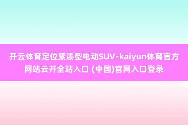 开云体育定位紧凑型电动SUV-kaiyun体育官方网站云开全站入口 (中国)官网入口登录
