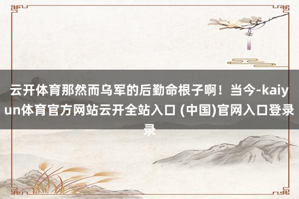 云开体育那然而乌军的后勤命根子啊！当今-kaiyun体育官方网站云开全站入口 (中国)官网入口登录