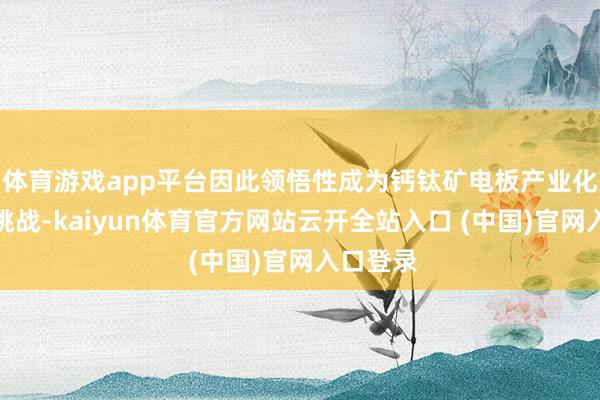 体育游戏app平台因此领悟性成为钙钛矿电板产业化的主要挑战-kaiyun体育官方网站云开全站入口 (中国)官网入口登录